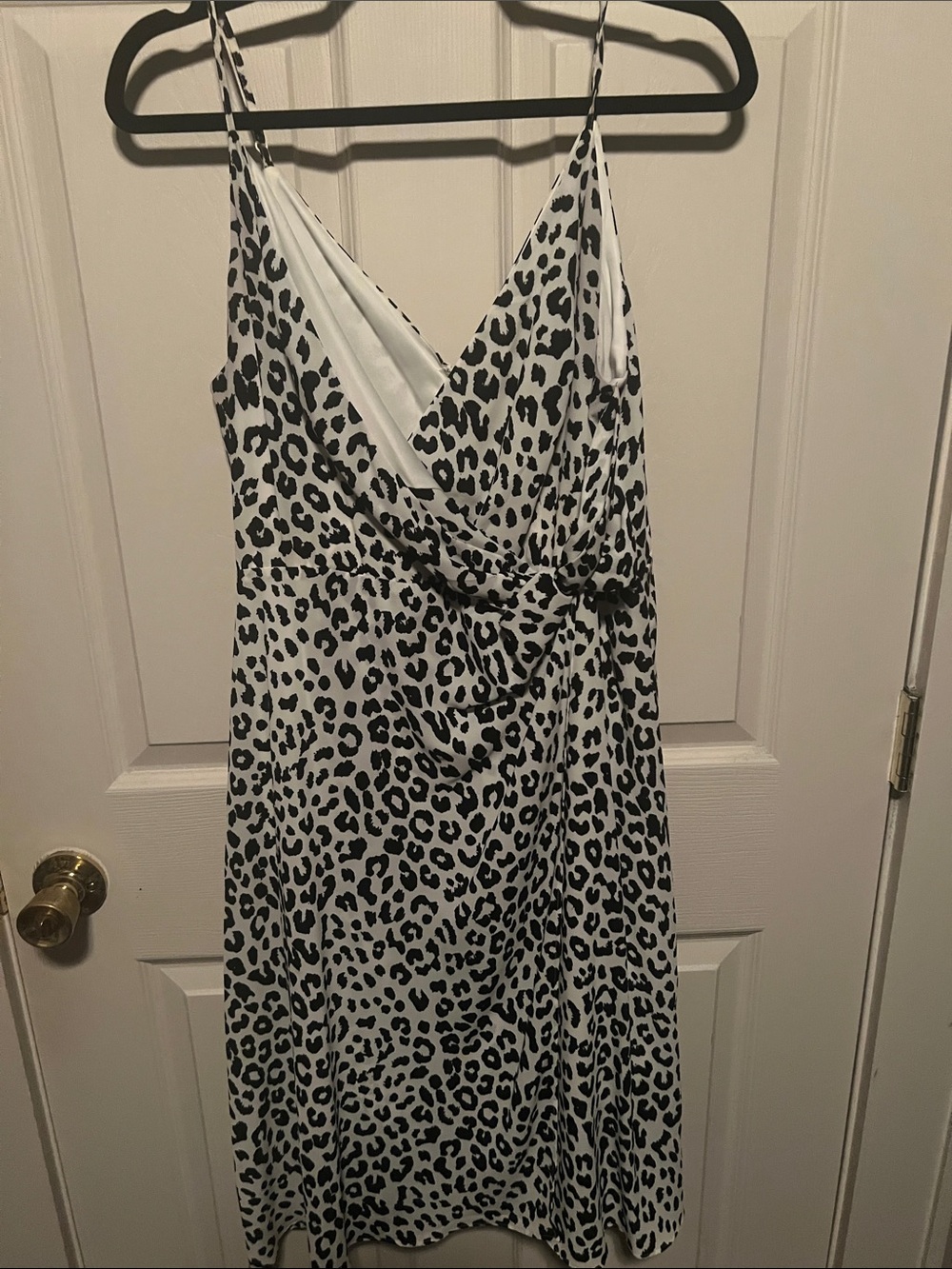 Express Black and White Leopard Print Midi Dress